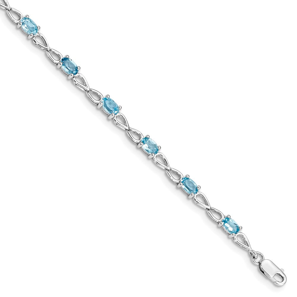 Sterling Silver Rhodium-plated Blue Topaz Bracelet 7 inches