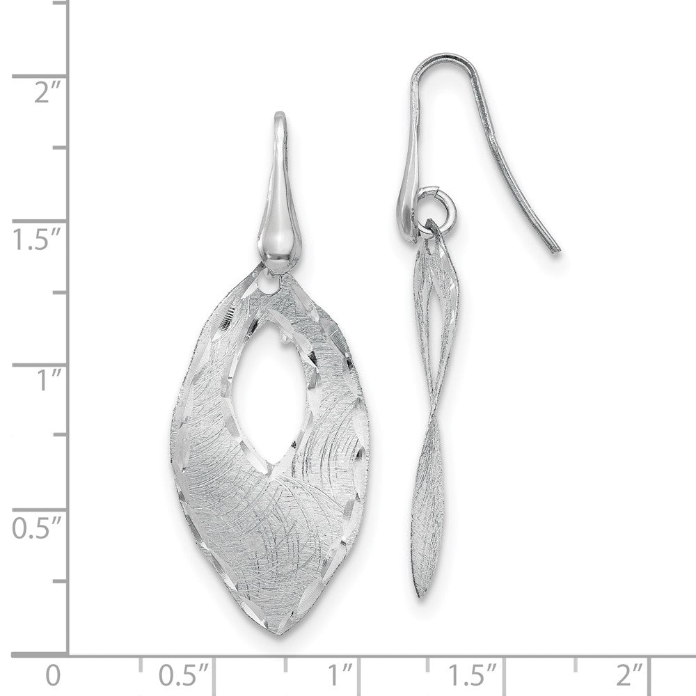 SS RH-plated Textured & D/C Dangle Shepherd Hook Earrings