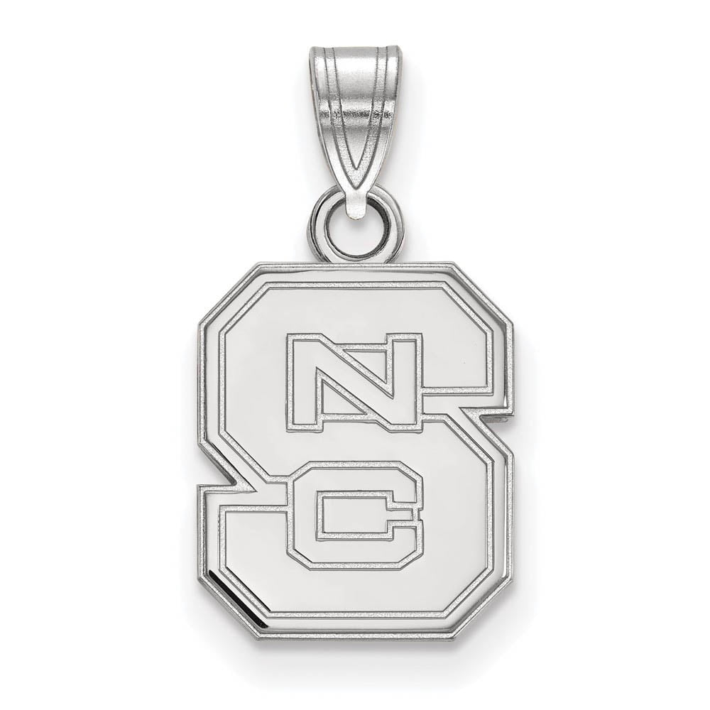 Sterling Silver Rhodium-plated LogoArt North Carolina State University N-C-S Small Pendant QSS002NCS