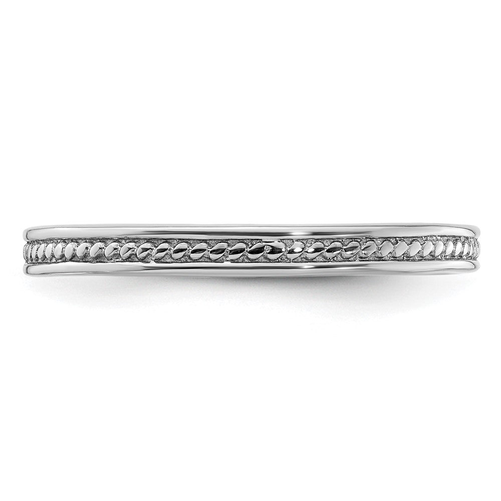 Sterling Silver Stackable Expressions Rhodium Channeled Ring Size -5