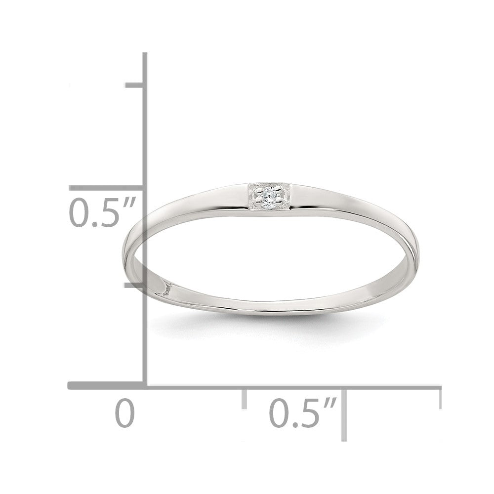 Sterling Silver Polished CZ 1.5mm Band Size 7 Ring