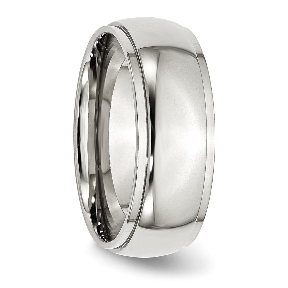 Stainless Steel Polished 8mm Ridged Edge Band Size - 11