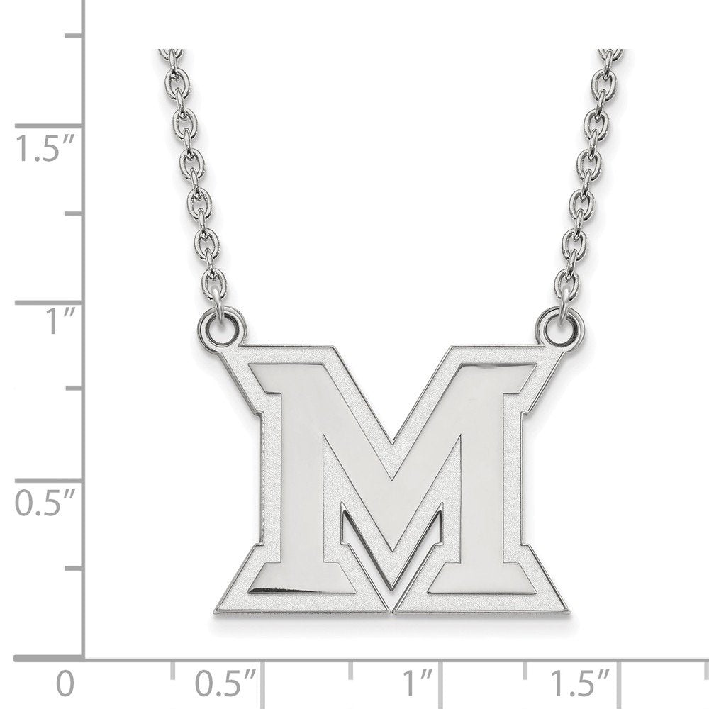 Sterling Silver Official Licensed Collegiate 18in Miami University (MU) Large Pendant w/Necklace