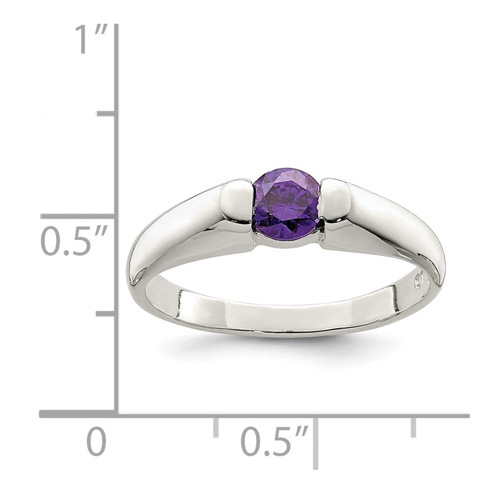 Sterling Silver Purple Round CZ Ring
