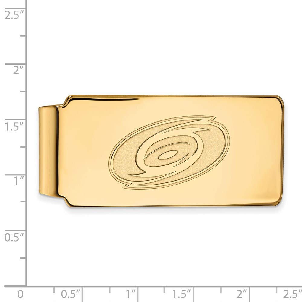 Sterling Silver Gold-plated NHL LogoArt Carolina Hurricanes Money Clip Q-GP005HUR