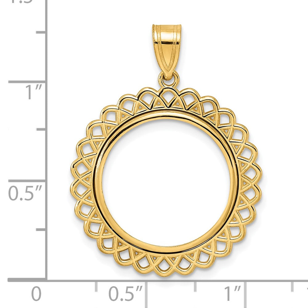 14k Polished Loop with 18.0mm Prong Coin Bezel Pendant