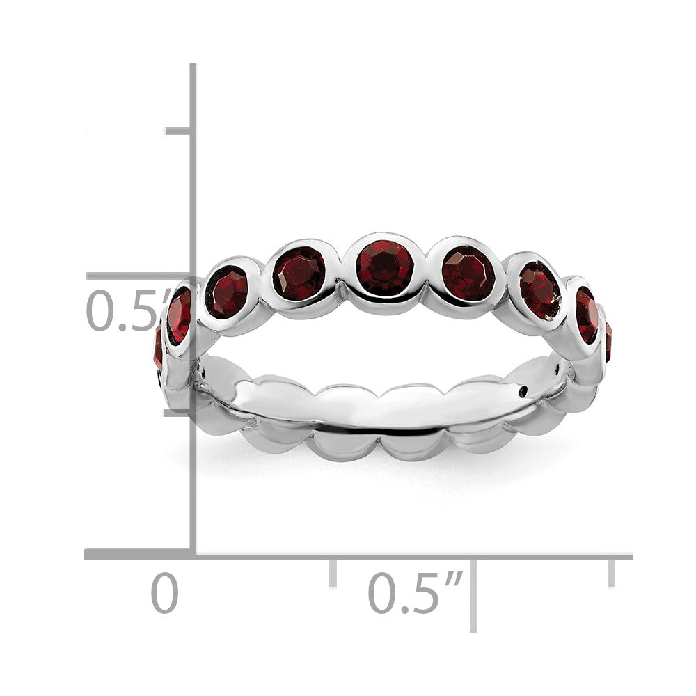 Sterling Silver Stackable Expressions January Crystal Ring Size -5