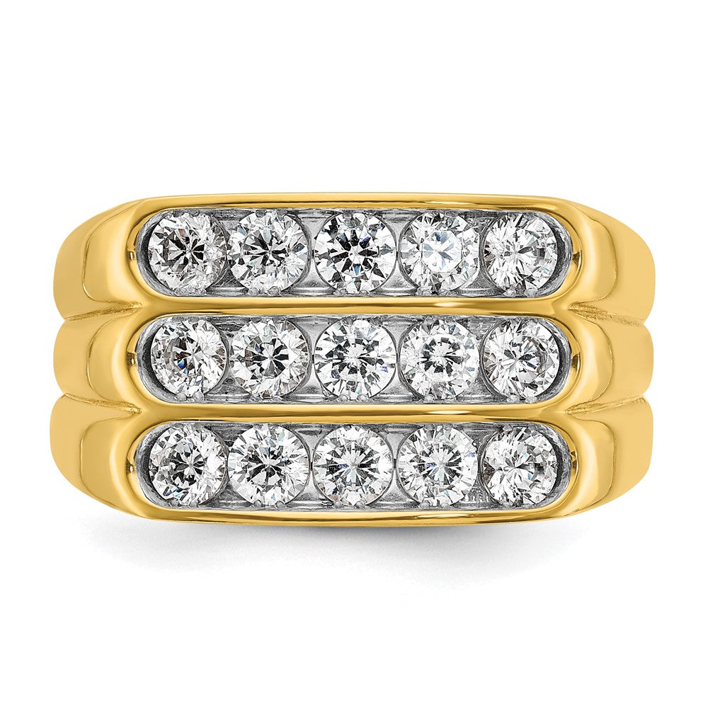 IBGoodman 14k 1 5/8 carat Lab Grown Diamond VS/SI+ G+ Complete Three Row Men's Ring