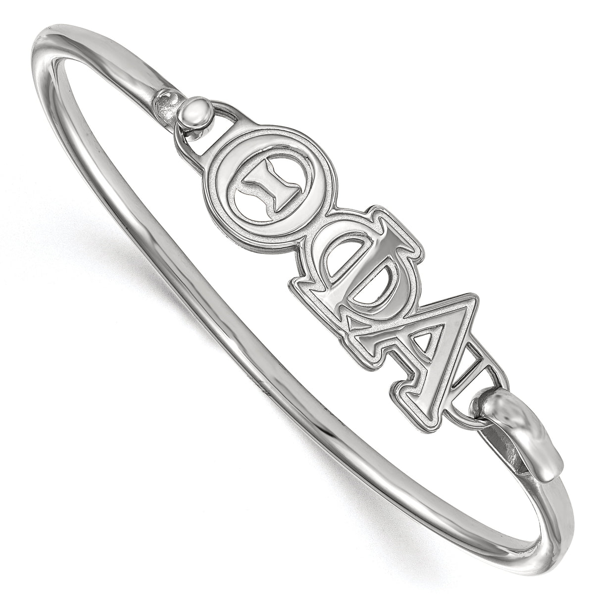 Sterling Silver Official Licensed Greek Sororities 7in Theta Phi Alpha (???) Small Hook and Clasp Bangle
