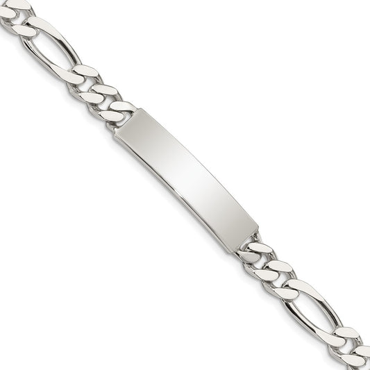 Sterling Silver Polished Engraveable Figaro Link ID Bracelet 8.5 inches