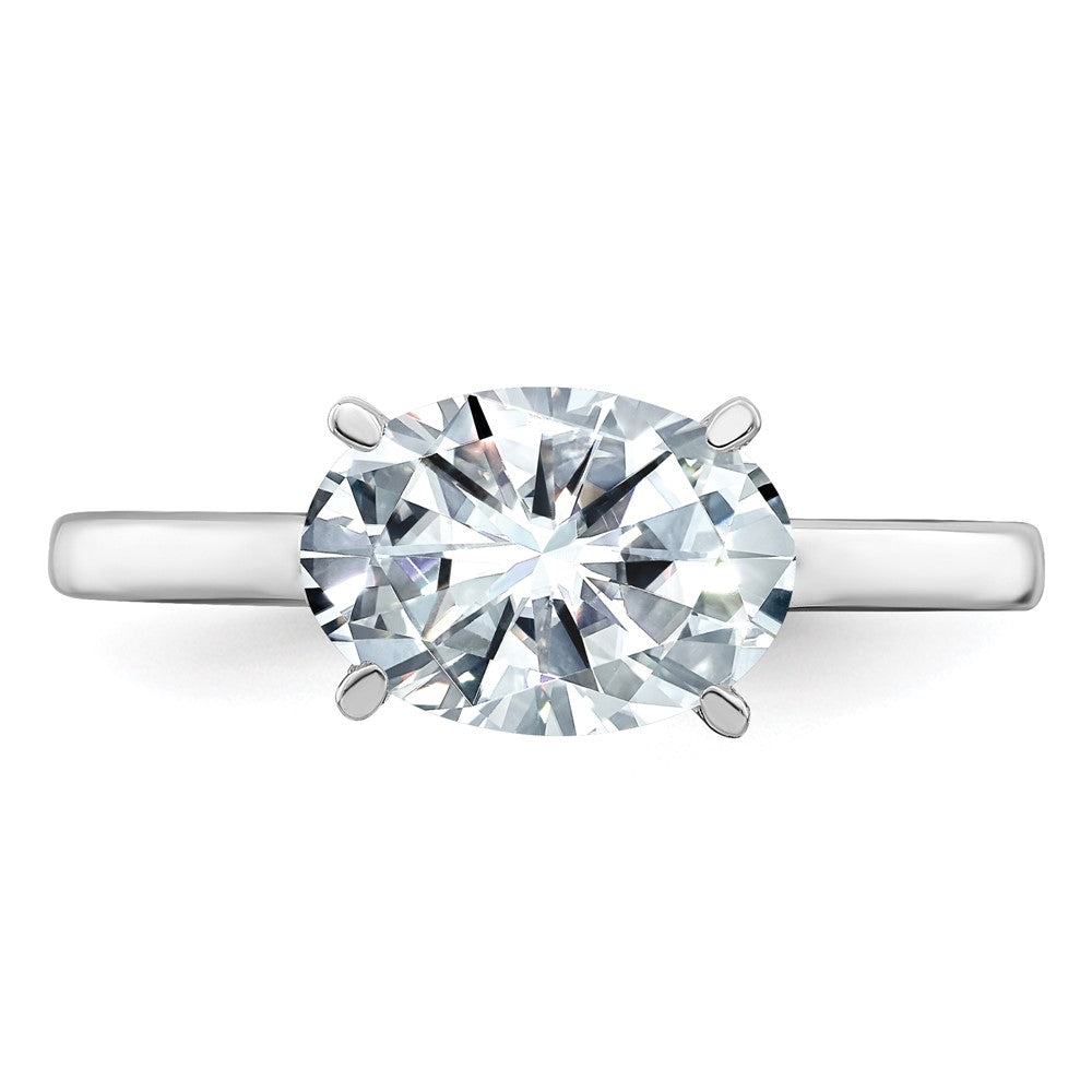 Sterling Silver East West Oval CZ Solitaire Ring