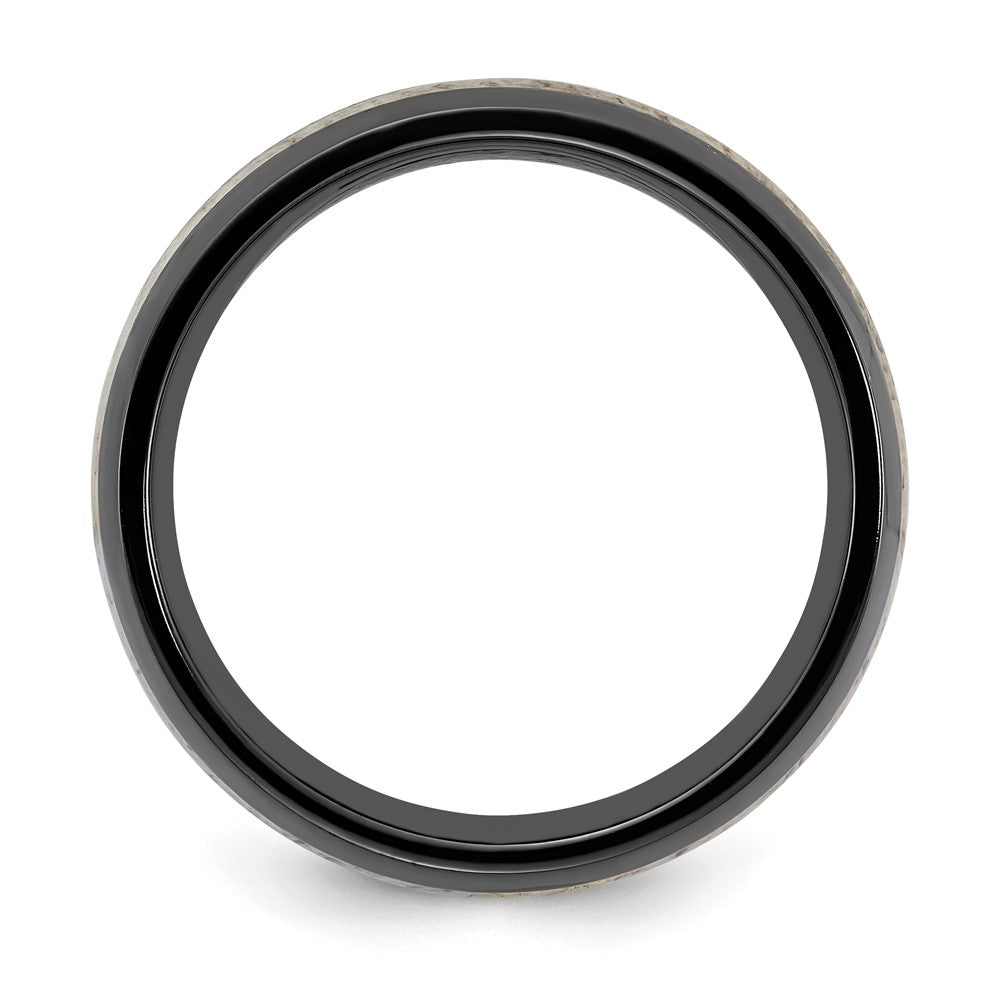 Black Zirconium Polished with White Antler Inlay 8.00mm Band Size - 10.5