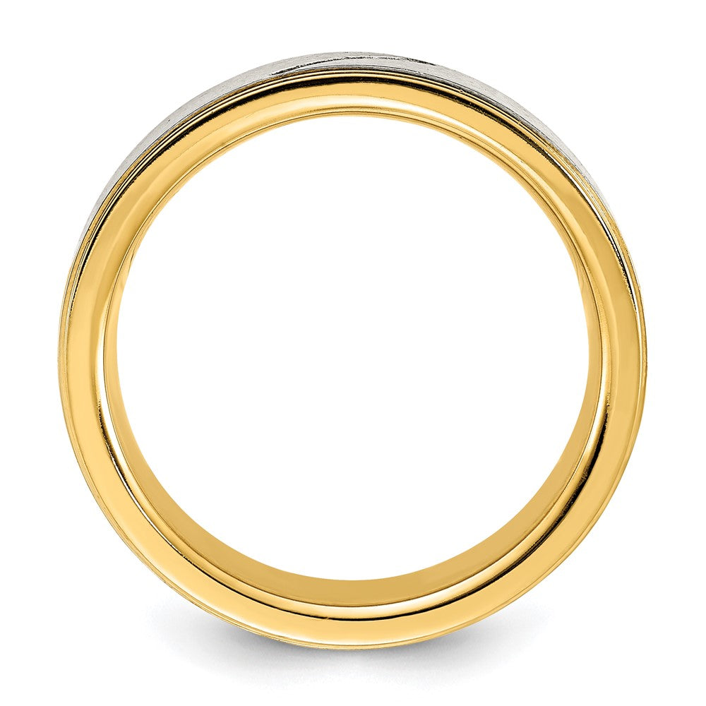 Titanium Polished Yellow IP-plated w/CZ Brushed Center 8.00mm Band Size - 10.5