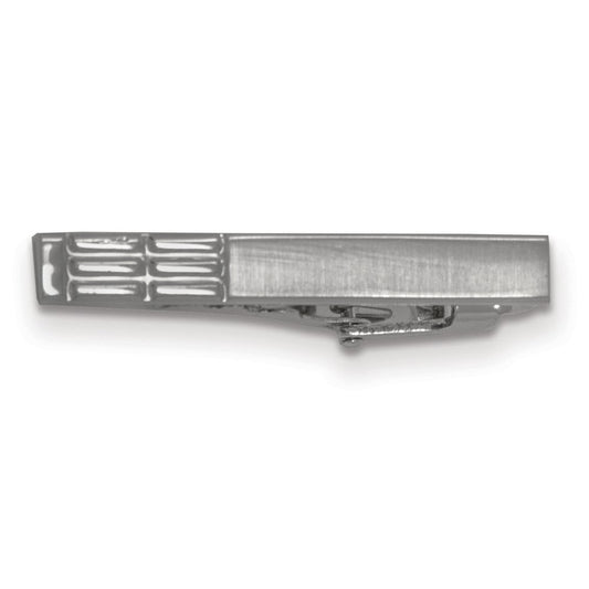 Silver-tone Textured Pattern Tie Bar QGM22688