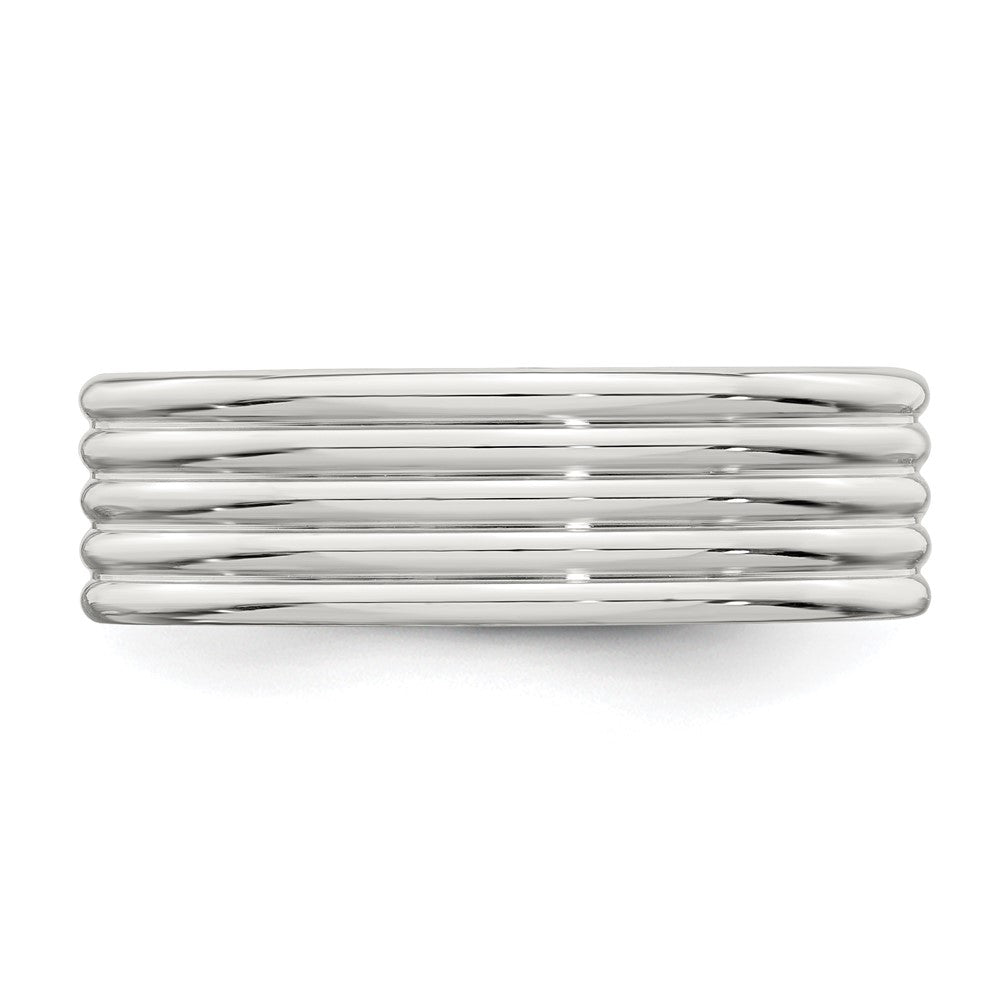 Sterling Silver 7mm Polished 5-Row Fancy Band Size 12.5