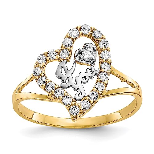 10K w/White Rhodium I LOVE YOU  CZ Heart Ring