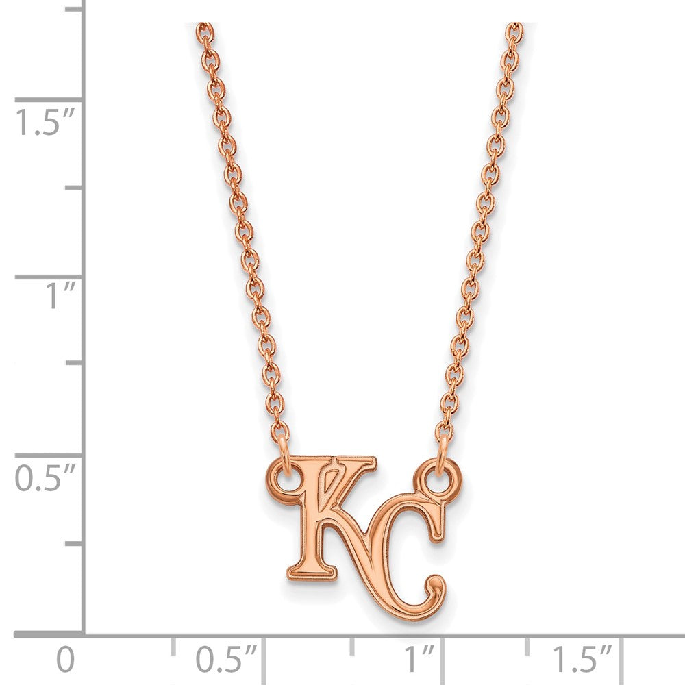 Sterling Silver Rose Gold-plated MLB LogoArt Kansas City Royals Small Penda