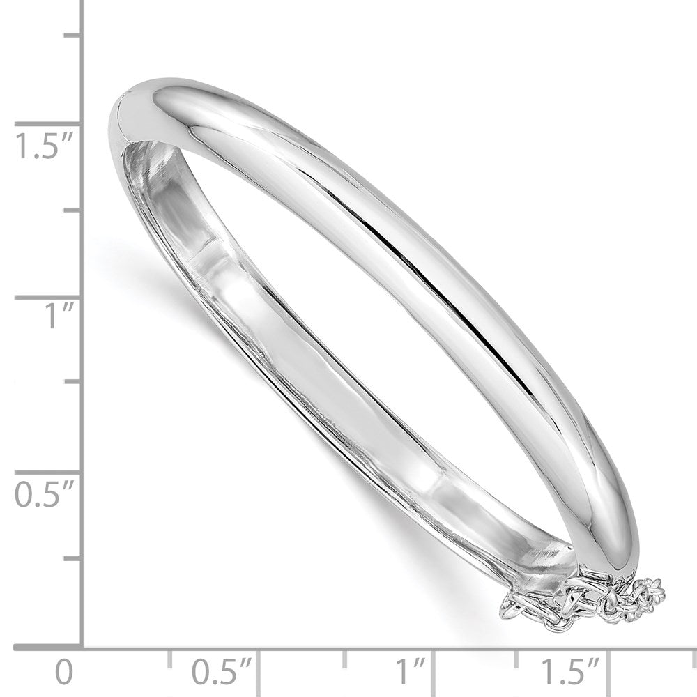 Sterling Silver RH-plated Polished 5mm w/ Safety Hinged Children's Bangle 5.5 inches