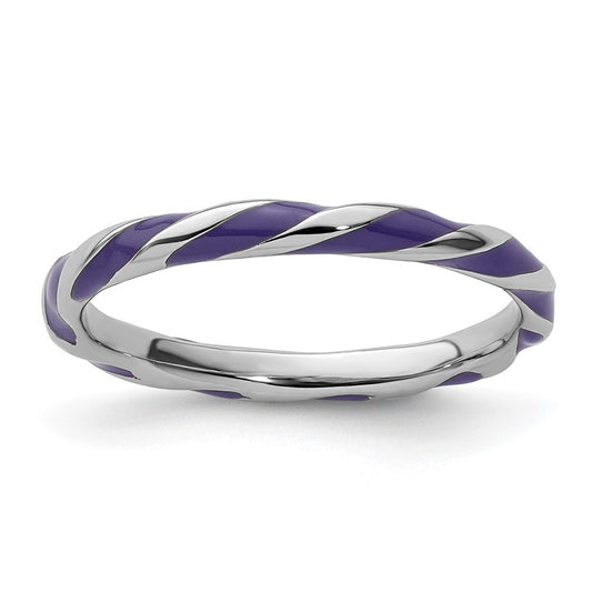 Sterling Silver Stackable Expressions Twisted Purple Enameled Ring Size -10