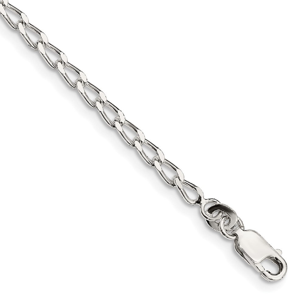 Sterling Silver 2.8mm Open Elongated Link Chain Anklet 10 inches