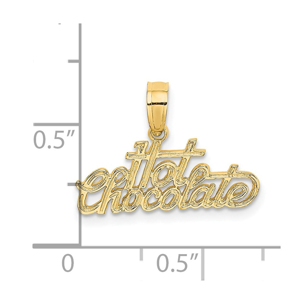 14K Polished Engraved HOT CHOCOLATE Charm