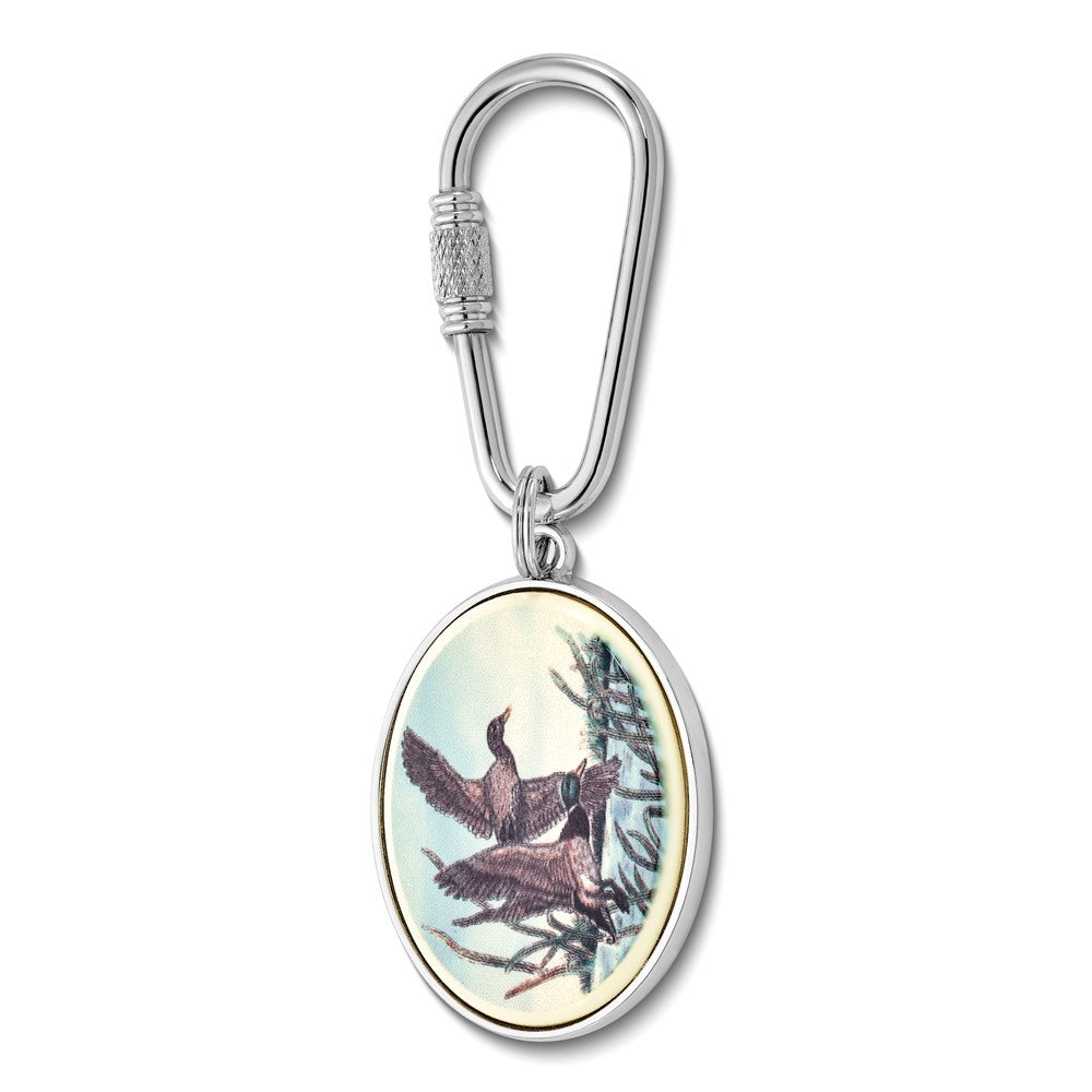 Barlow Designs Color Mallards Oval Key Chain