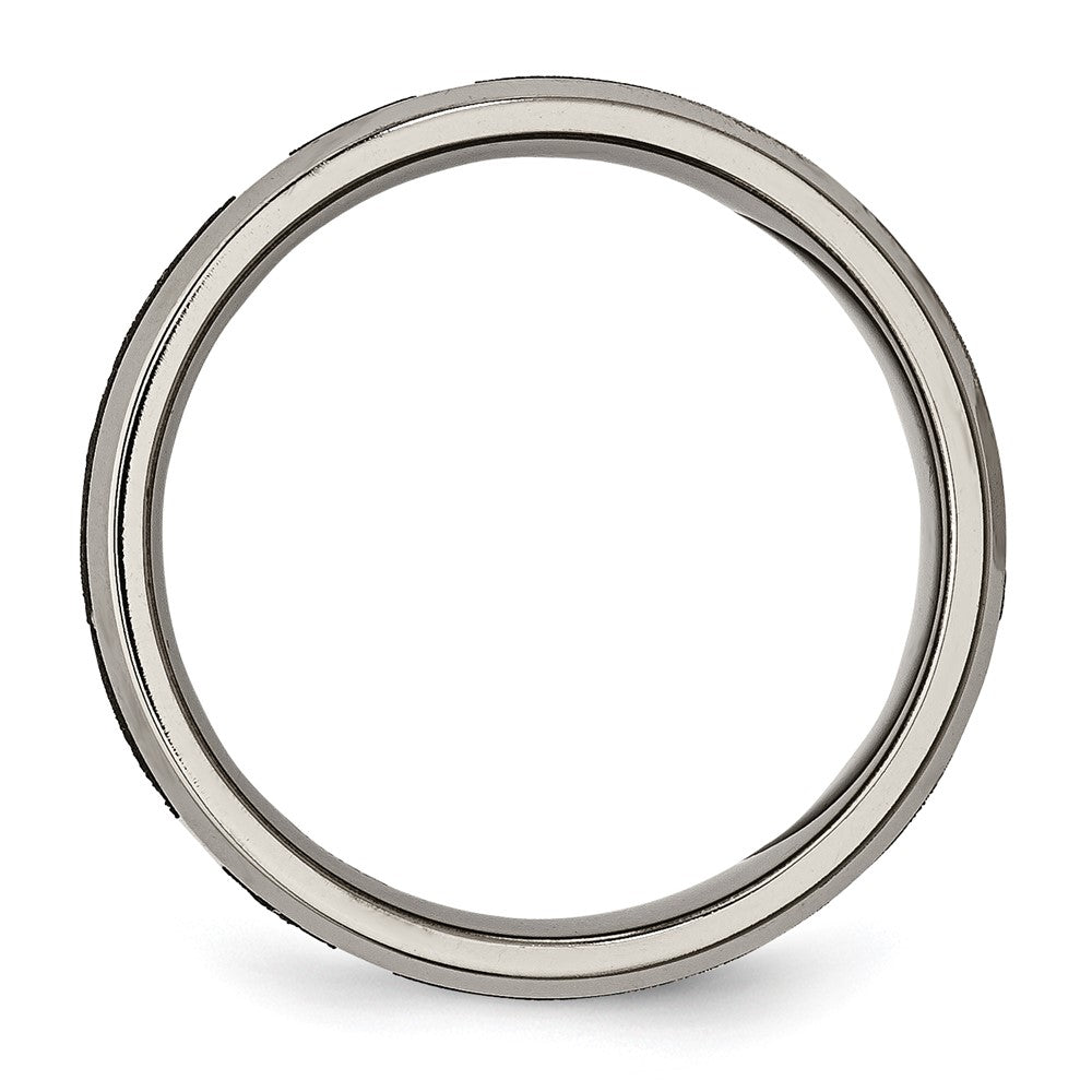 Titanium Brushed & Polished Cross Laser Design 8mm Beveled Edge Band Size - 9.5