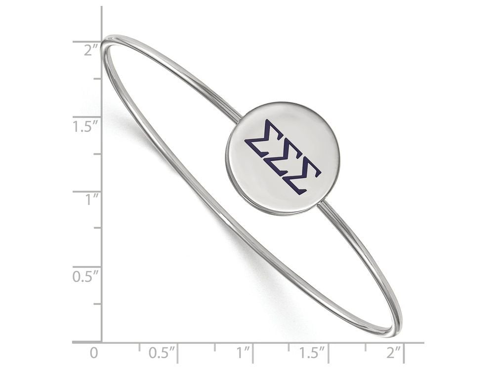 Sterling Silver Official Licensed Greek Sororities 7in Sigma Sigma Sigma (???) Enameled Slip-on Bangle