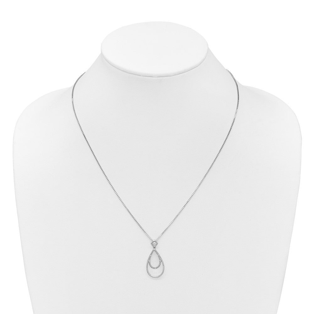 White Ice Sterling Silver Rhodium-plated 18 Inch Diamond Fancy Teardrop Necklace with 2 Inch Extender 18 Inches
