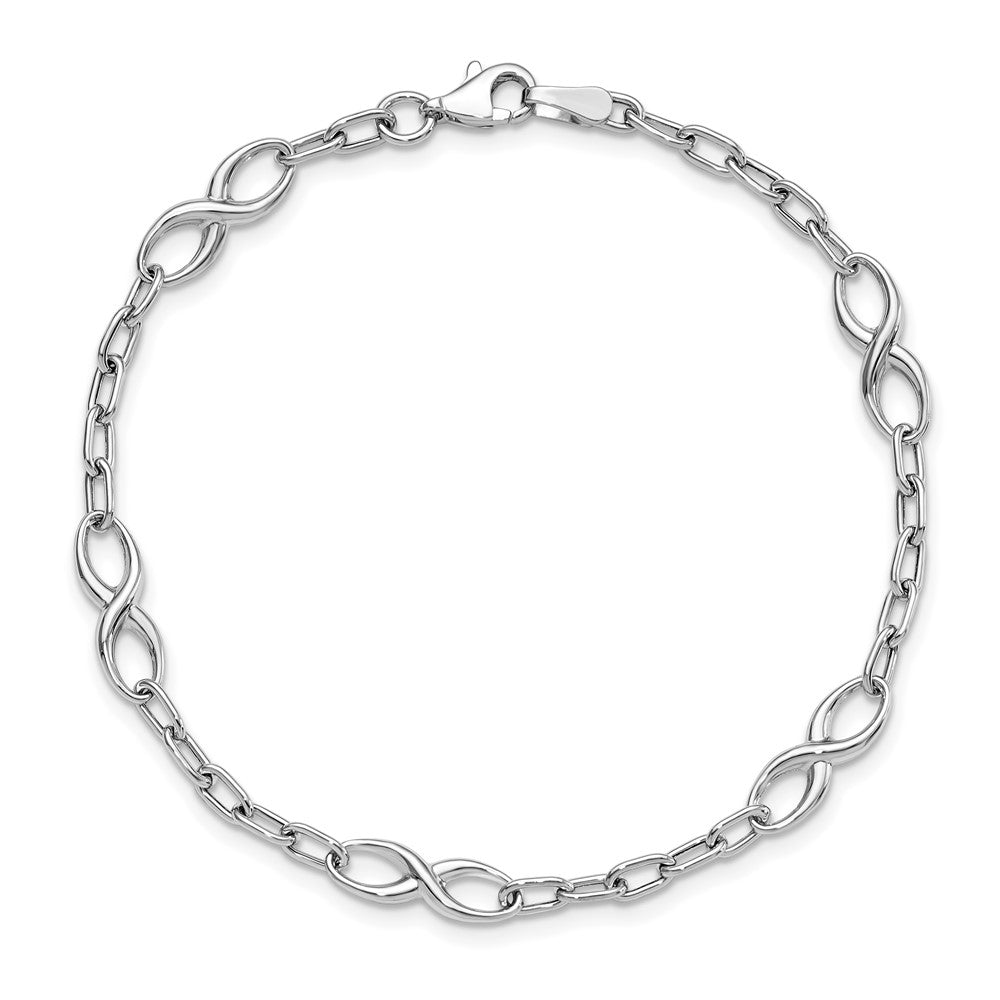 10K White Gold Polished Link Bracelet 7.5  inches