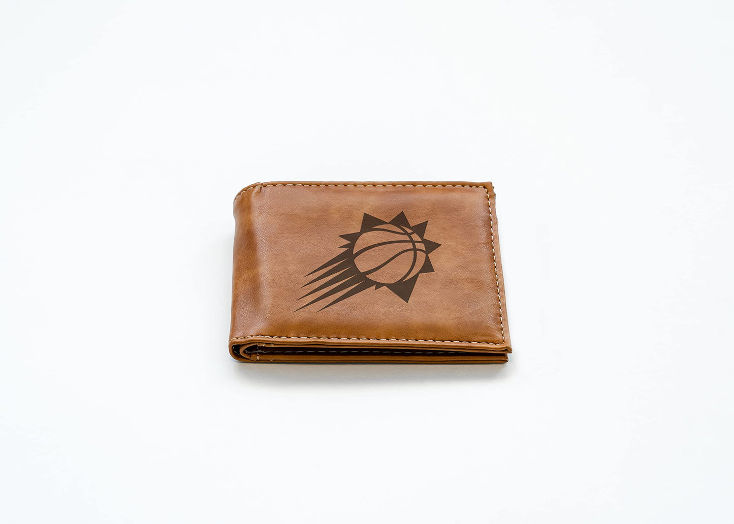NBA Phoenix Suns Brown Faux Leather Bi-fold Wallet with 4 Card Slots and Flip-up ID Window QGC7239