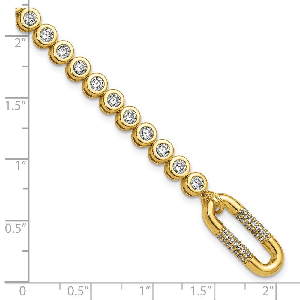 Sterling Shimmer Sterling Silver Gold-tone Flash Gold-plated CZ 113 Stone 7 inch Bracelet 7 inches