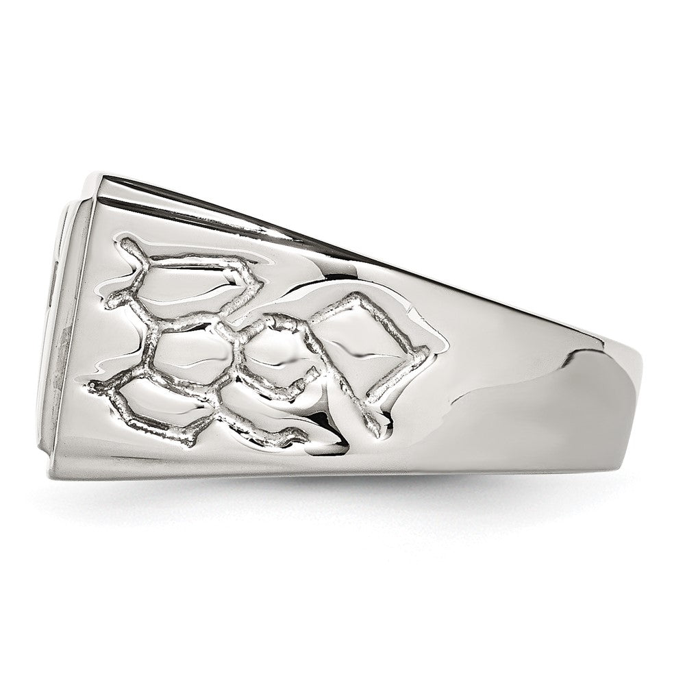 Stainless Steel Polished/Textured 1/15ct Diamond Cross 13.25mm Band Size - 12