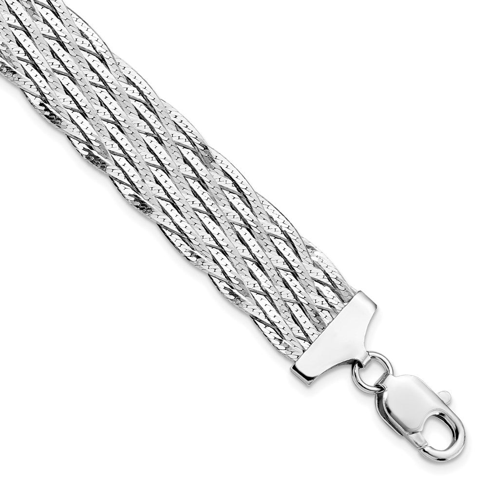 Sterling Silver RH-plated Polished Braided Bracelet 7.5  inches