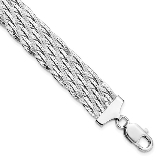 Sterling Silver RH-plated Polished Braided Bracelet 7.5  inches