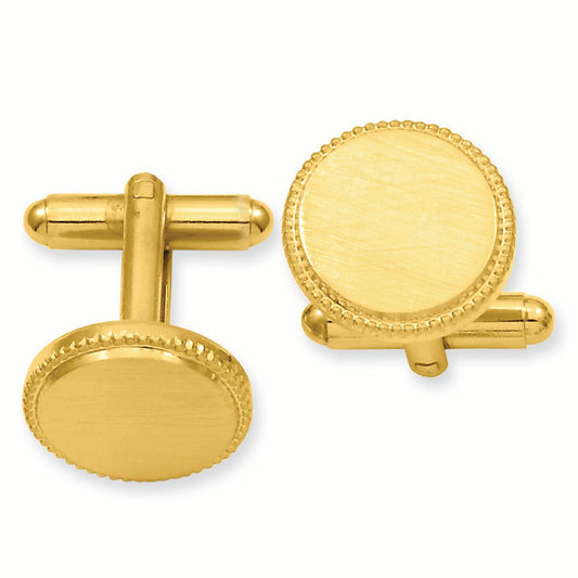 Gold-plated Florentine Round Beaded Cuff Links KW588