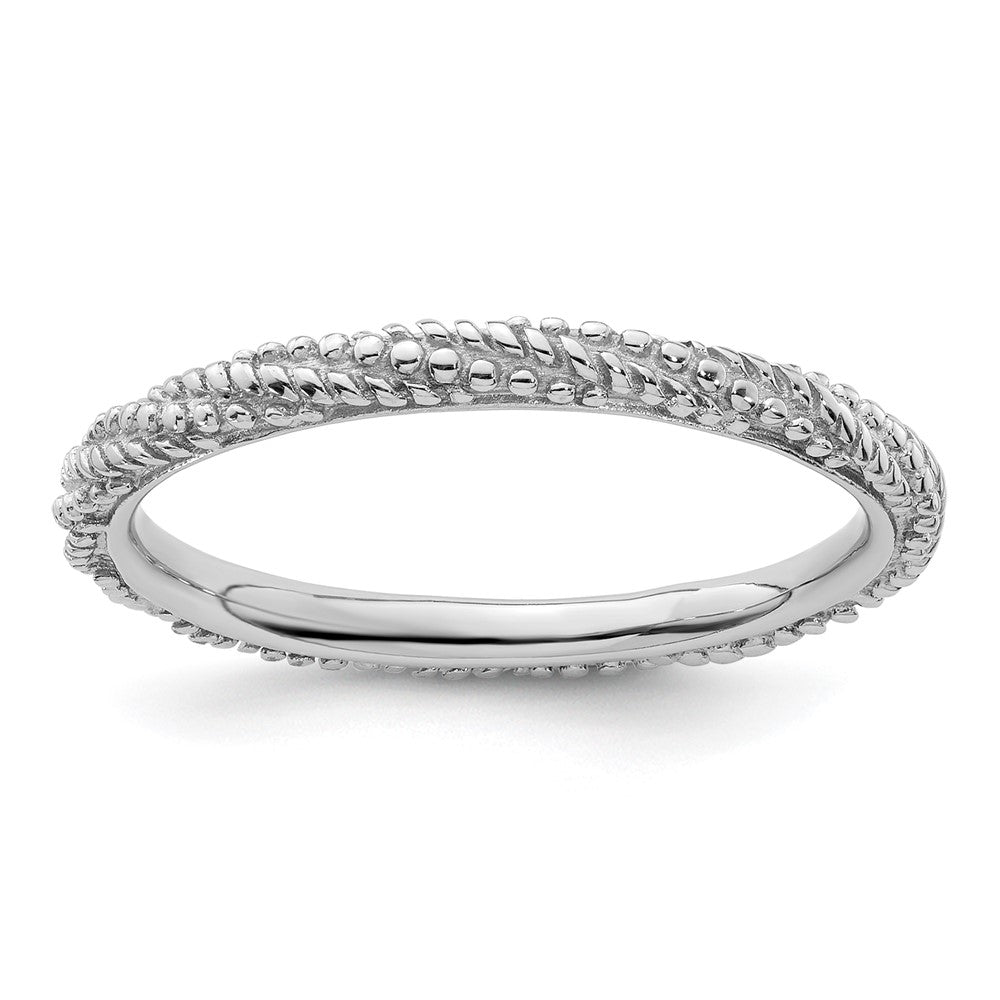 Sterling Silver Stackable Expressions Polished Textured Ring Size -6