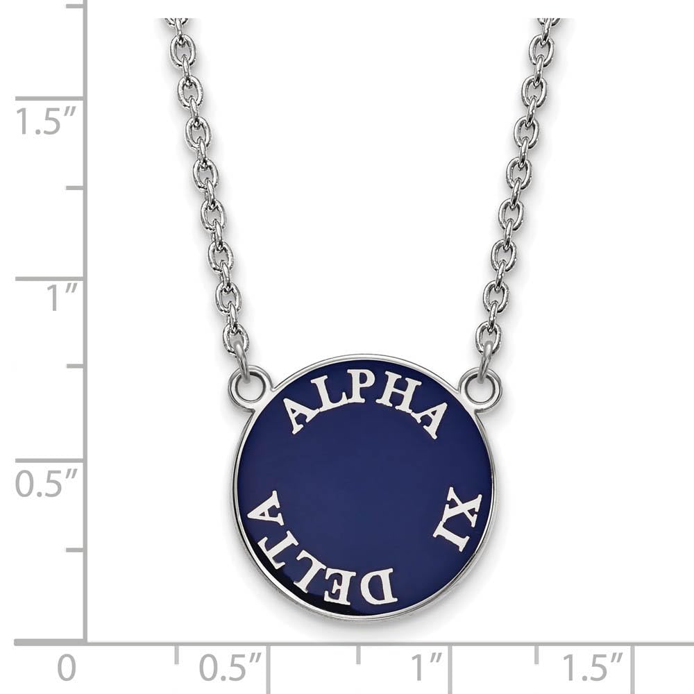 Sterling Silver 18in Official Licensed Greek Sororities Alpha Xi Delta (???) Small Enamel Pendant w/Necklace