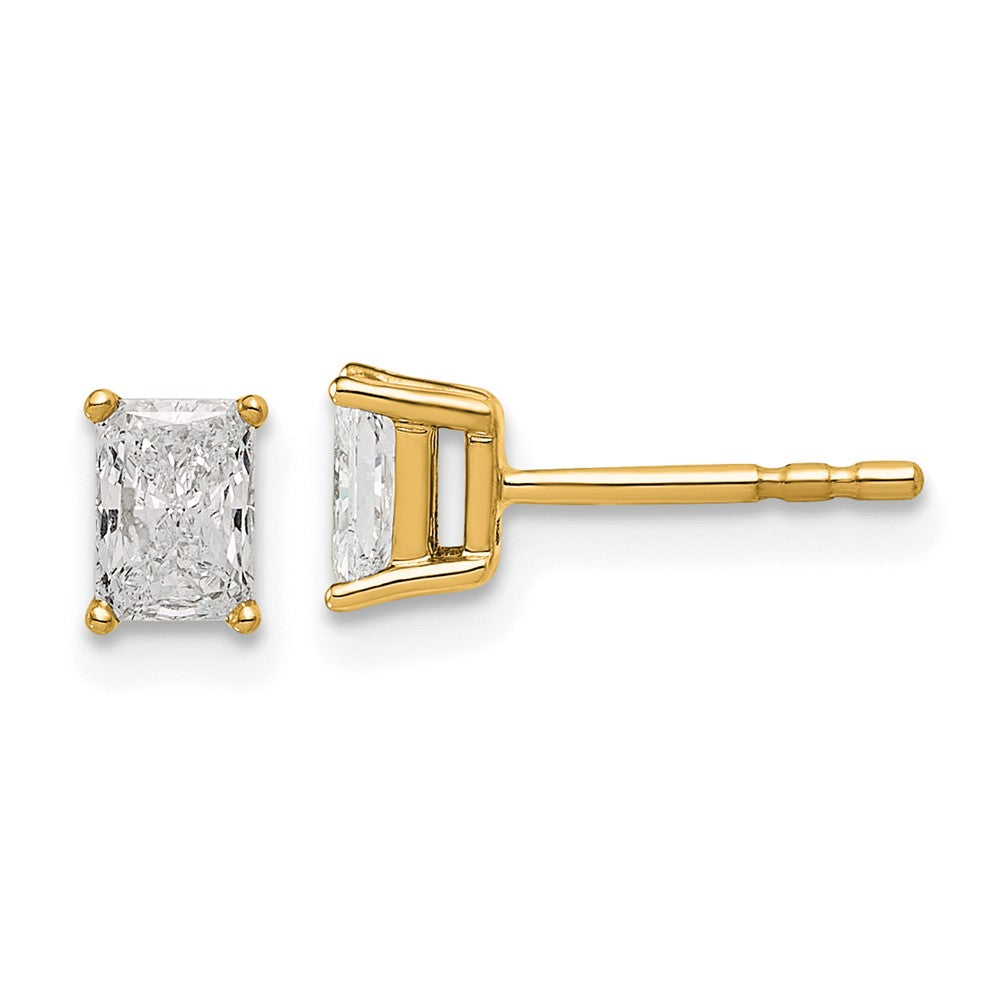 14k Yellow Gold 2/3 ctw Lab Grown Diamond VS+ F+ Radiant 4 Prong Heavy Wt. Stud Earrings