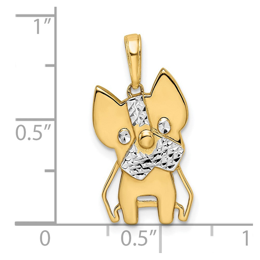 14k and White Rhodium Diamond-cut Scottie Dog Pendant