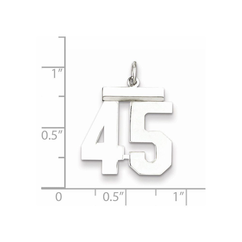 Sterling/Silver Rhodium-plated Polished Number 45 Charm Q-QMS45
