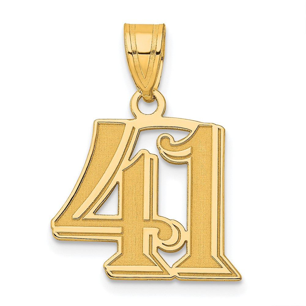 14k Polished Etched Number 41 Pendant