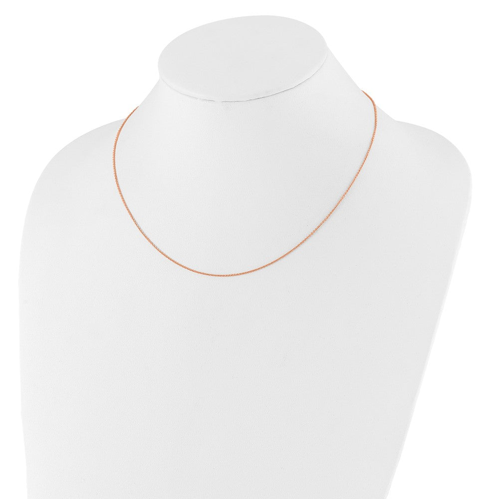 14k Rose Gold 1.25mm Round Cable 1in+1in Adjustable Chain