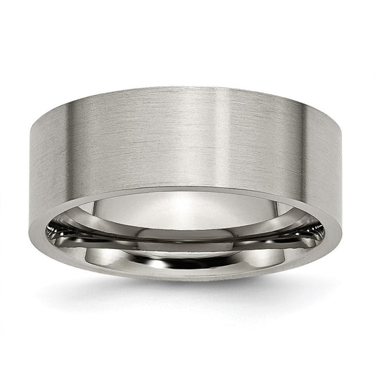 Titanium Brushed 8mm Flat Band Size - 10.5