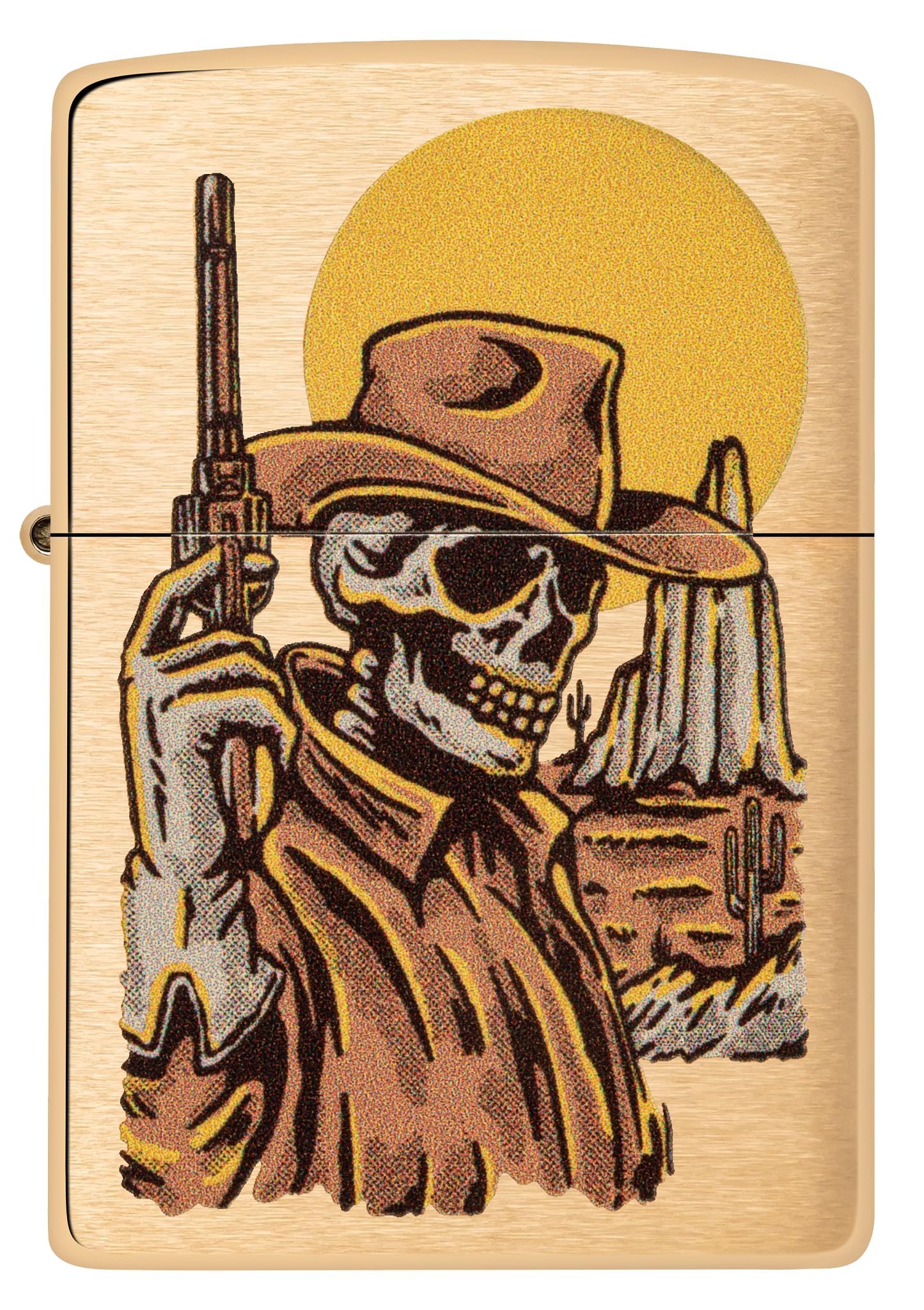 Zippo Wild West Skeleton Design Brushed Brass Pocket Lighter