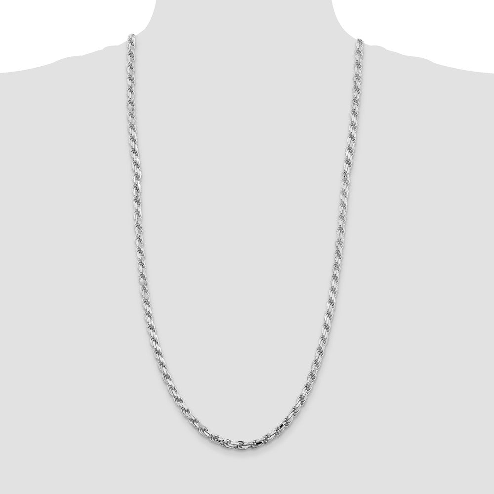 Sterling Silver Rhodium-plated 5.75mm Diamond-cut Rope Chain 30 Inches