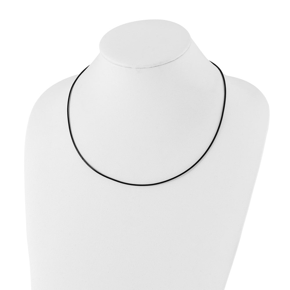 Stainless Steel Black Leather 1.5mm Cord 20in Necklace