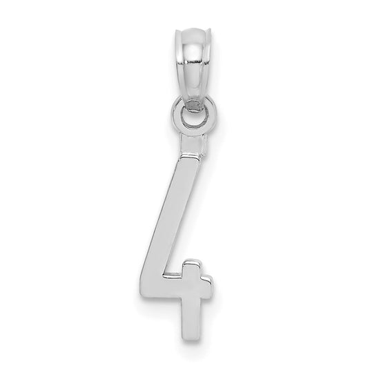 14kw Polished Number 4 Pendant