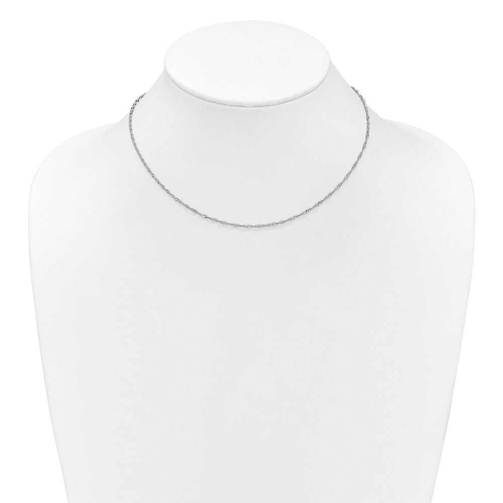 10k White Gold  1.7mm Singapore 1in+1in Adjustable Chain
