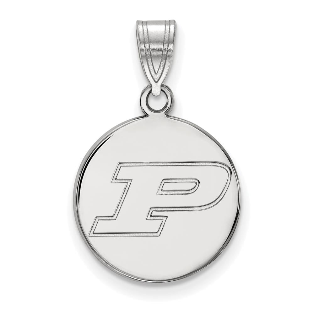 Sterling Silver Rhodium-plated LogoArt Purdue University Letter P Medium Disc Pendant Q-SS032PU